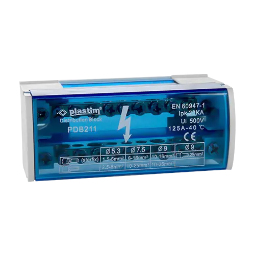 Bloc de distributie electrica, 2x11 poli, 125A - Plastim PDB211