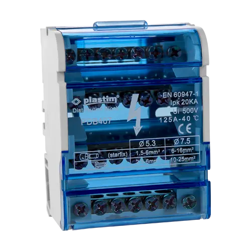 Bloc de distributie electrica, 4x7 poli, 125A - Plastim PDB407