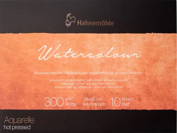 Bloc de schițe Hahnemuhle Aquarelle - 24 х 32 cm, hârtie presată la cald, 10 coli