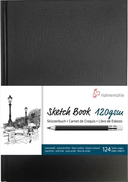 Bloc de schițe Hahnemuhle Sketch Book - A3, husă din piele, 64 de coli