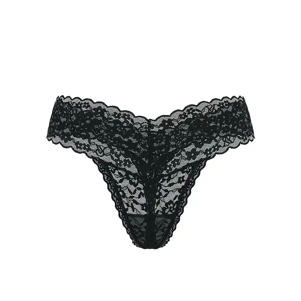 Blossom lace thong panty - black M