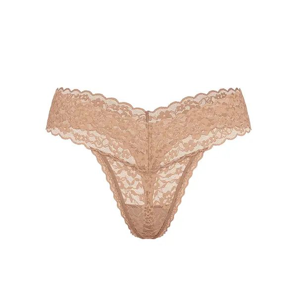 Blossom lace thong panty - praline / nude L