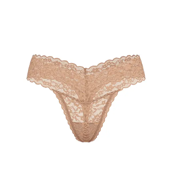 Blossom lace thong panty - praline / nude Xs