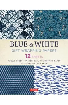 Blue & White Gift Wrapping Papers: 12 Sheets of High-Quality 18 X 24 Inch Wrapping Paper - Tuttle Publishing