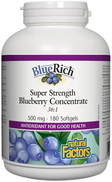 BlueRich Blueberry Concentrate, 500 mg, 180 capsule gelatinoase moi, Natural Factors