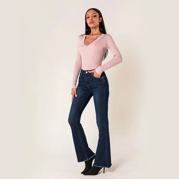 Blugi Dama Evazati BoatCut Nina Carter Albastru Inchis P218-2A M10
