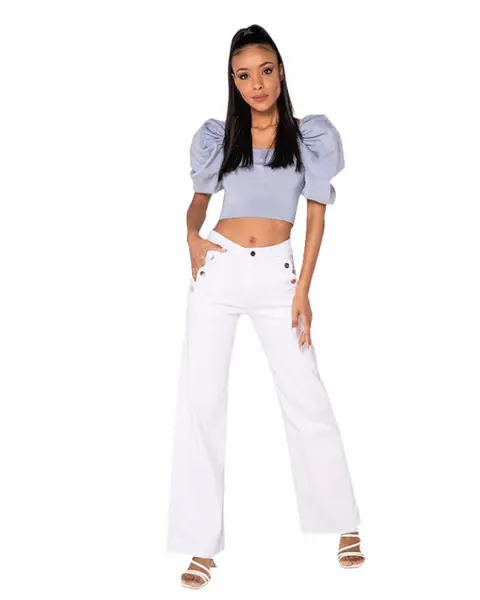 Blugi dama evazati Nina Carter albi P195-10 M10