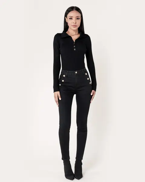 Blugi dama negri slim cu nasturi Nina Carter P217-8A M9