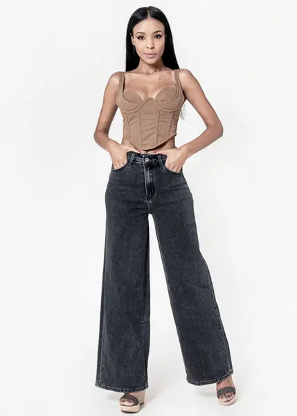 Blugi negri dama wide leg Nina Carter YY300-8 M10