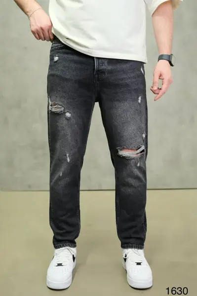 BLUGI RELAXED FIT GREY BLACK DESTROYED – URBAN DISTRESSED DENIM (MĂRIME: 30)