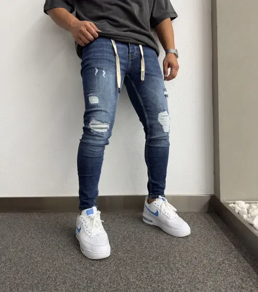 BLUGI SKINNY FIT PATCHES DARK-BLUE BGKM3(1112-3) (MĂRIME: 32)