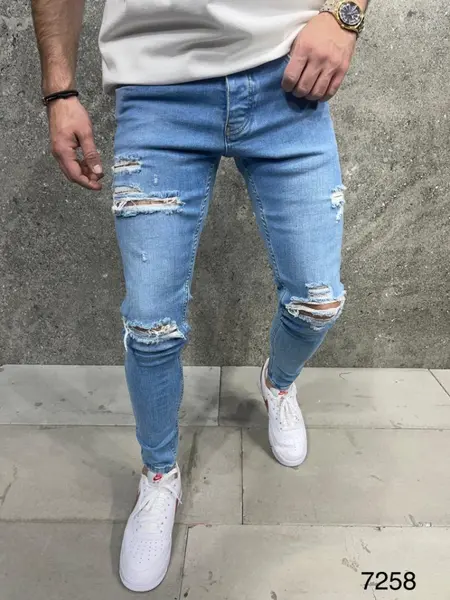 BLUGI SKINNY FIT RUPTI BLUE BGAS1007(7258) (MĂRIME: 33)