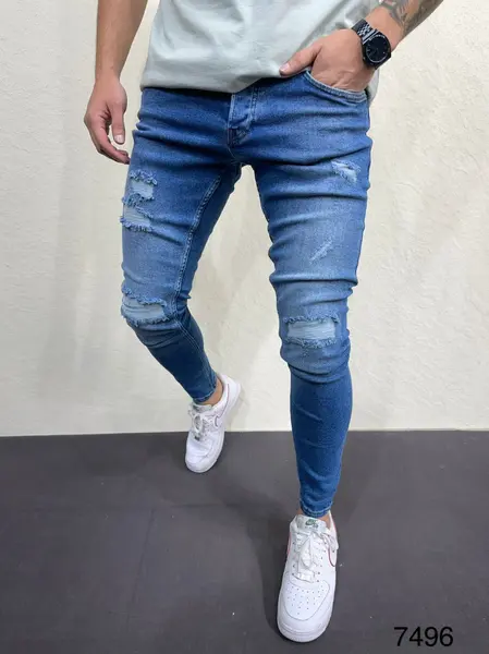 BLUGI SKINNY RUPTURI BLUE BGAS933(7496) (MĂRIME: 33)