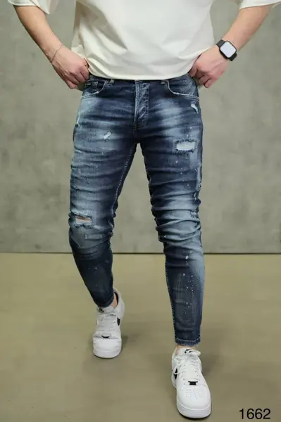 BLUGI SLIM FIT BLUE DESTROYED – URBAN DISTRESSED STYLE BGAS1196(C1662) (MĂRIME: 36)