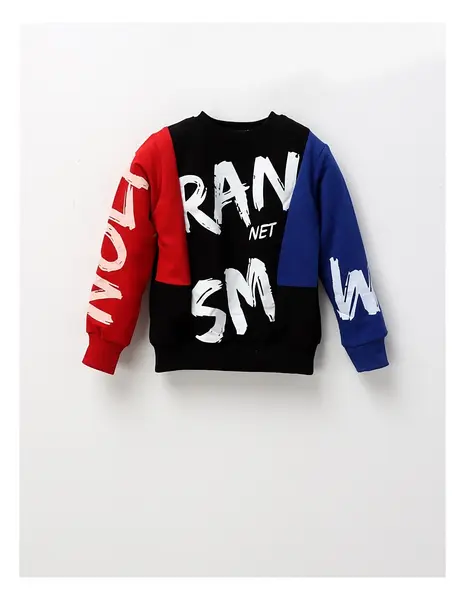 Bluza baietei RAN NET, negru-rosu-albastru