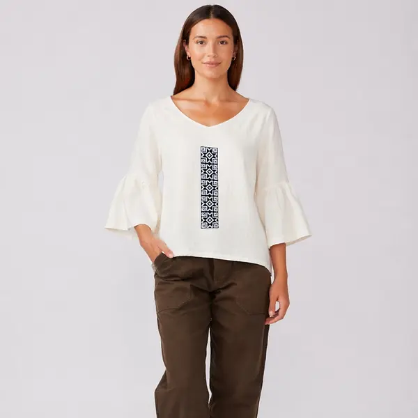 Bluza Bloom din bumbac cu broderie inspiratie etno , Calea zestrei