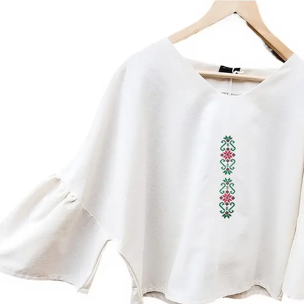 Bluza Bloom din bumbac cu broderie inspiratie etno , Coloana Zori L
