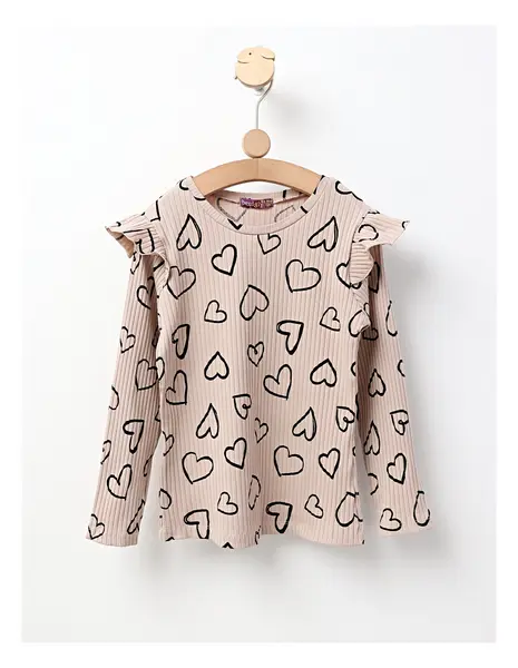 Bluza cu Inimioare Mara, model bej-negru