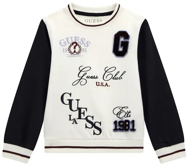 Bluză cu mânecă lungă Guess - Cu inscripții, multicolor, 18 luni