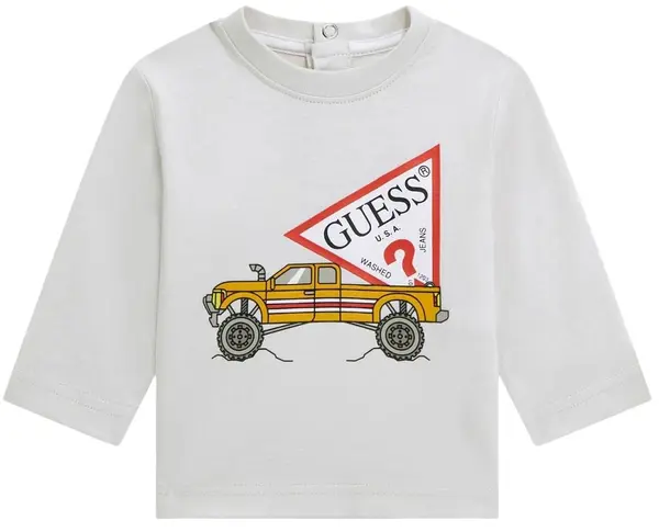 Bluză cu mânecă lungă Guess - Jeep cu caroserie, gri deschis, 18 luni