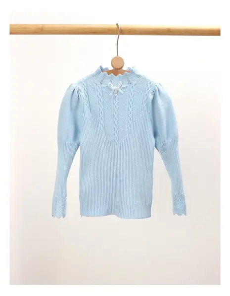 Bluza fetite maneci bufante Sonia bleu
