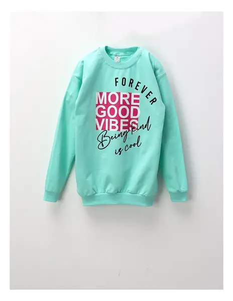 Bluza flausata More Good Vibes, turcoaz