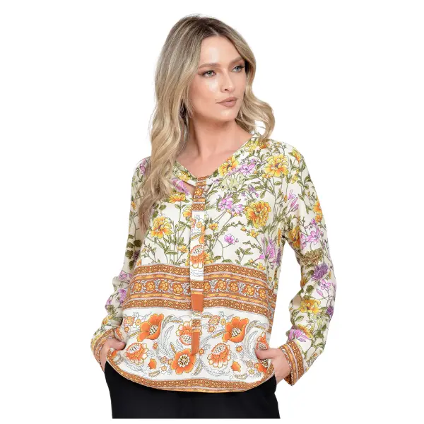 Bluza funda dama ERT23V236 alb floral/caramiziu, Eranthe | marimea XL