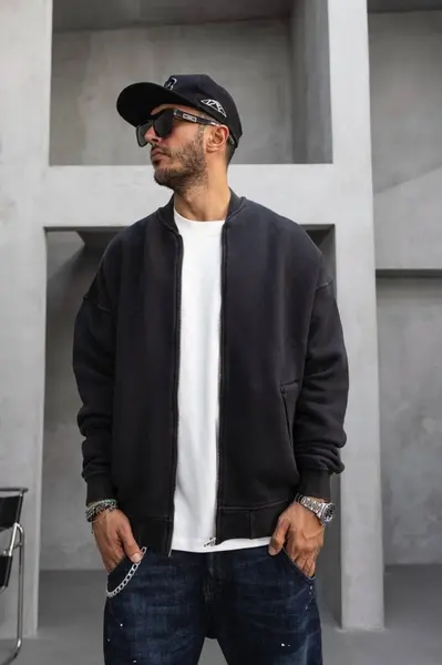 BLUZA HOINAR CU FERMUAR BLACK BZBLACK1(1532) (MĂRIME: M)