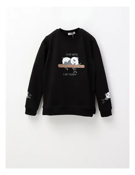 Bluza I EAT UNTIL fetite, negru