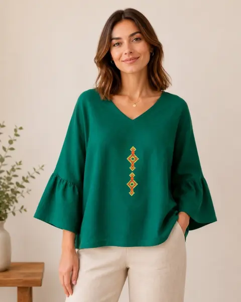 Bluza Linen din in, Camp bogat L