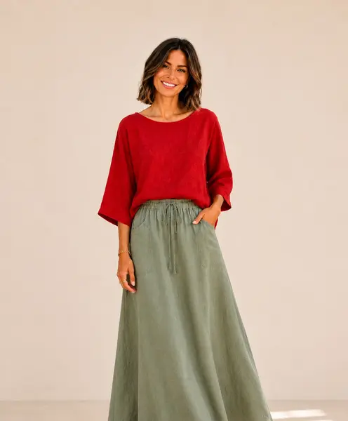 Bluza Linen din in, Rosu Mac M