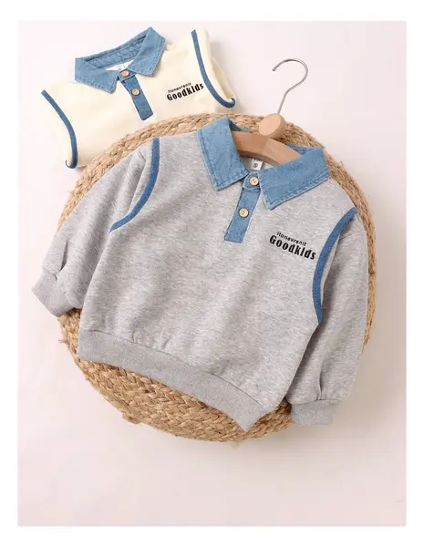 Bluza stil Polo, GoodKids, gri