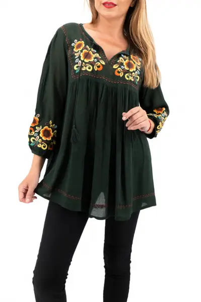 Bluza tip ie cu broderie florala - Lavinia 2