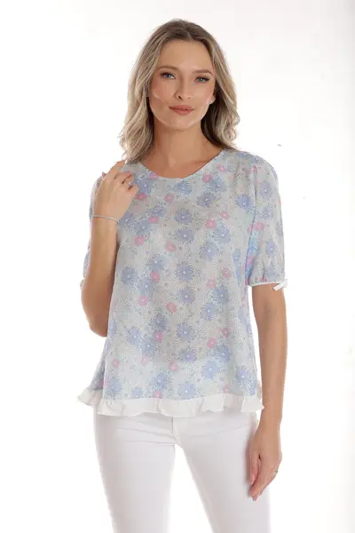 Bluza volanas CV25039 bleu floral, Cesy | marimea S