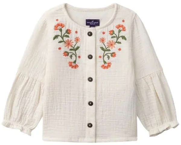 Bluziță pentru bebeluși Sergent Major - Cu broderie florală, 12 m