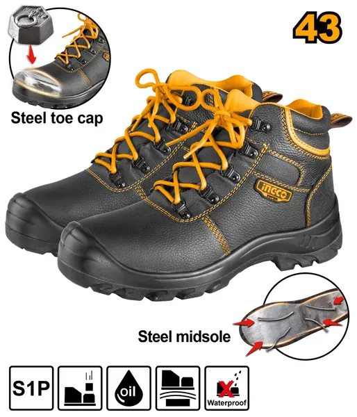 Bocanci Protectie Negri cu Varf Talpa Metalica 45 INGCO SSH04S1P.45