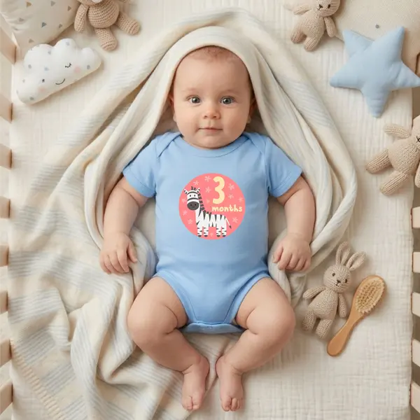 Body 1-12 MONTHS - TPC19 Albastru Maneca Scurta, 6 Luni