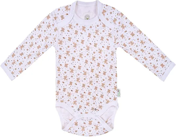 Body cu mânecă lungă Bio Baby - Bumbac organic, 74 cm, 6-9 luni, ecru-alb