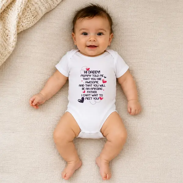 Body Hi Daddy - TPC24 Alb Maneca Scurta, 6 Luni (Nr 68)