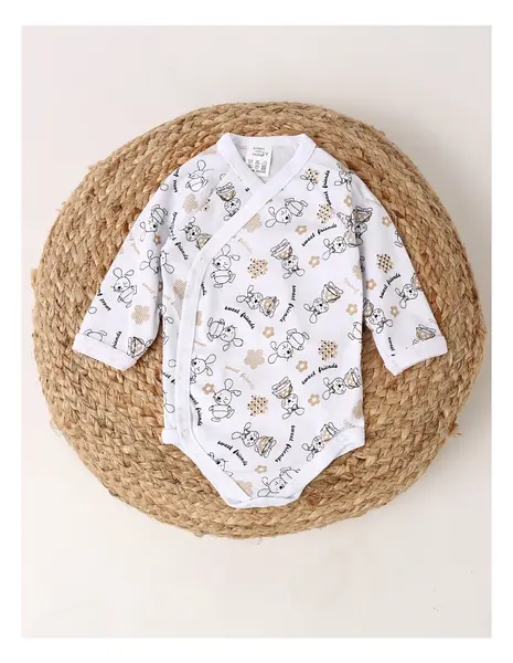 Body Imprimat Baby boy Bear, crem