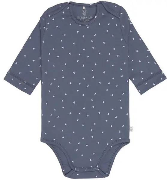 Body pentru bebeluși cu mânecă lungă Lassig - Cosy Colors Wear, 50/56 cm, 0-2 luni, Albastru Triunghi