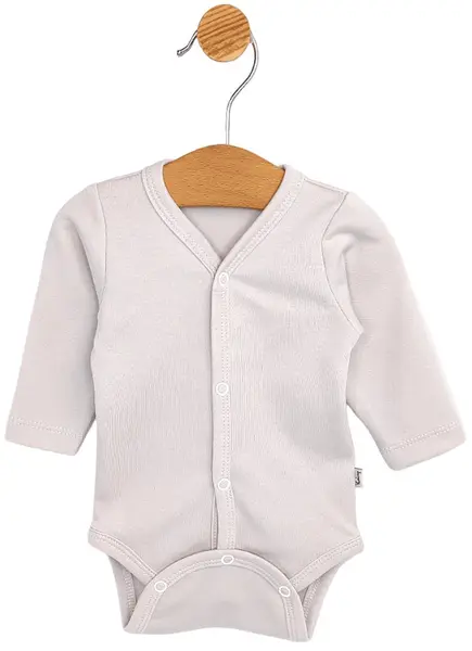 Body pentru bebeluși cu mânecă lungă Rainy - Ecru delicat, 56 cm, 1-2 luni