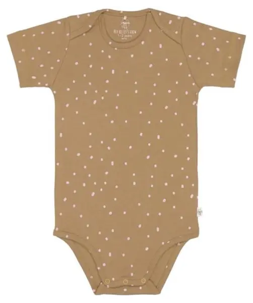 Body pentru bebeluși cu mânecă scurtă Lassig - 50/56 cm, 0-2 luni, Dots curry