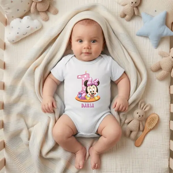 Body Personalizat 1 AN - TPC13 Alb Maneca Scurta, 1 Luna (Nr 56)