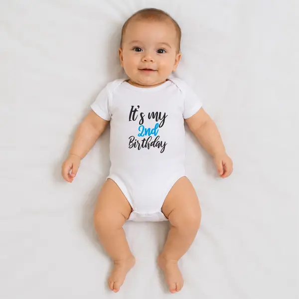Body personalizat Birthday - TPC35 Alb Maneca Scurta, 9 Luni (Nr 74)