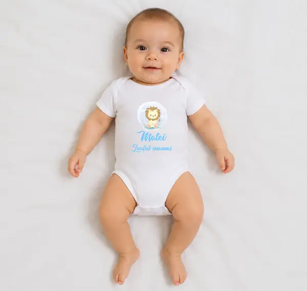 Body Personalizat Leutul lui Mami - TPC18 Alb Maneca Scurta, 3 Luni (Nr 62)
