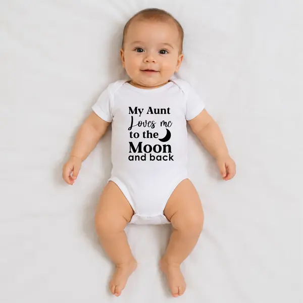 Body personalizat My Aunt - TPC37 Alb Maneca Scurta, 9 Luni (Nr 74)