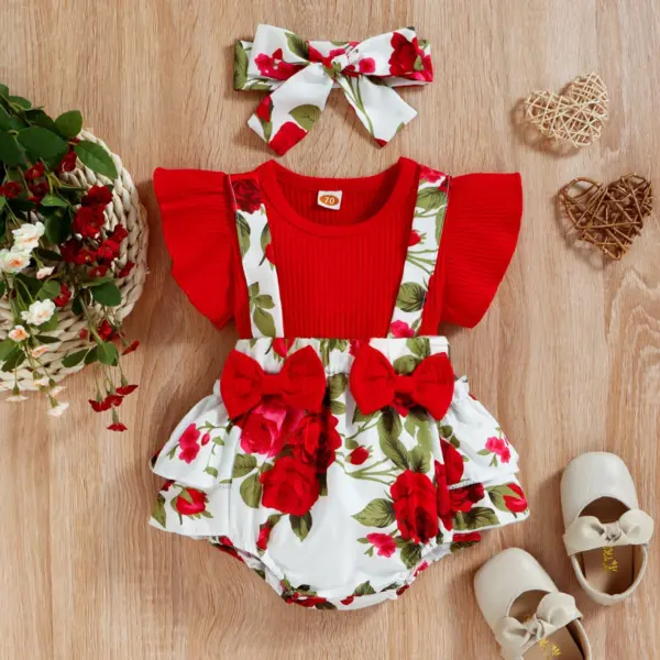 Body Rosu Fetite Imprimeu Floral Erica - 3-6 luni