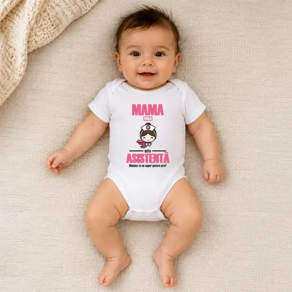 Body Super-Mamica Asistenta - TPC21 Alb Maneca Lunga, 12 Luni (Nr 80)