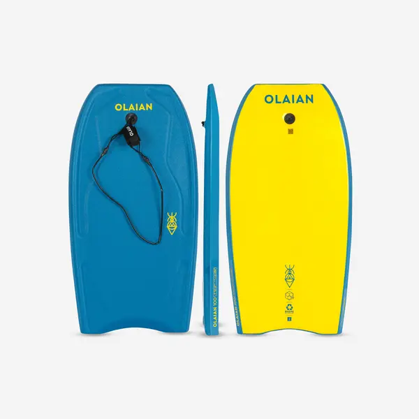 Bodyboard 100 cu leash pentru mână Mărimea 36'' Albastru-Galben Copii